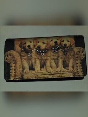 Puppies With Rhinestone Collar Wallet